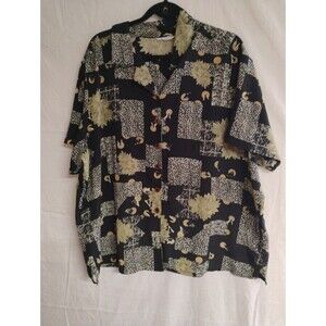 SHIP'N SHORE Womens Blouse Button Down Art Print Multicolors